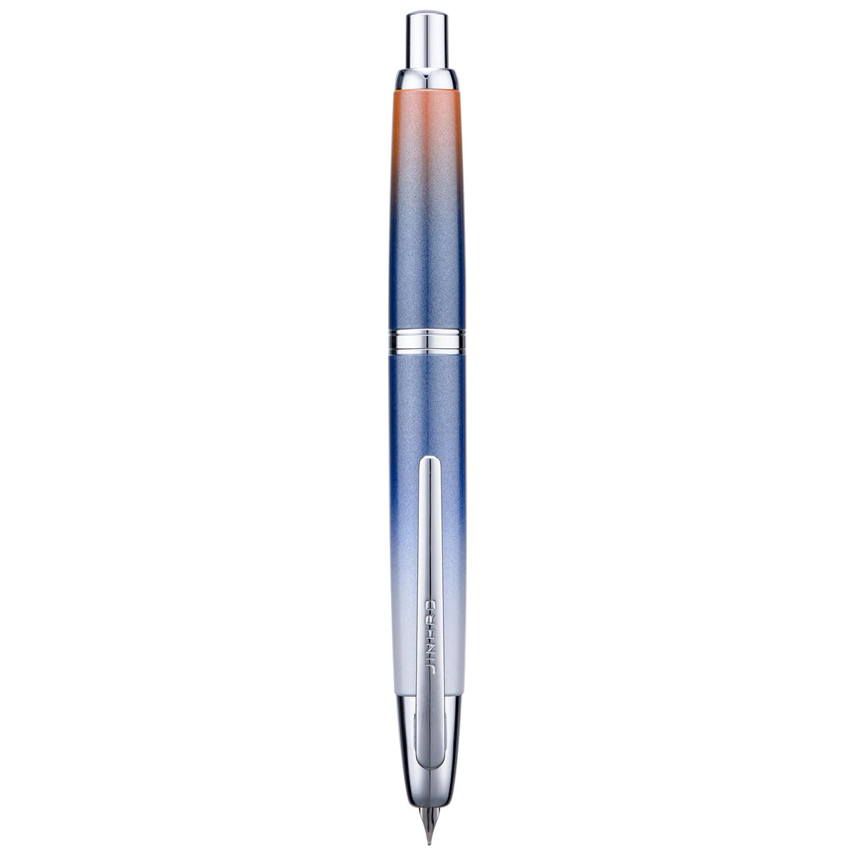 Jinhao 10 Press Fountain Pen with Box, Gradient Dark Blue Retractable Extra Fine Nib with Ink Converter Set (Silver Clip)