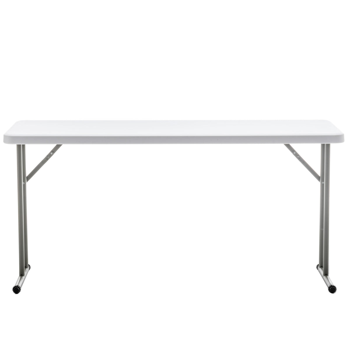 BTEXPERT Set of 5, 5-Foot - 60" Long White Plastic Folding Seminar Training Table Portable 18" Wide Narrow, 29" High, Events Indoor Outdoor Lightweight