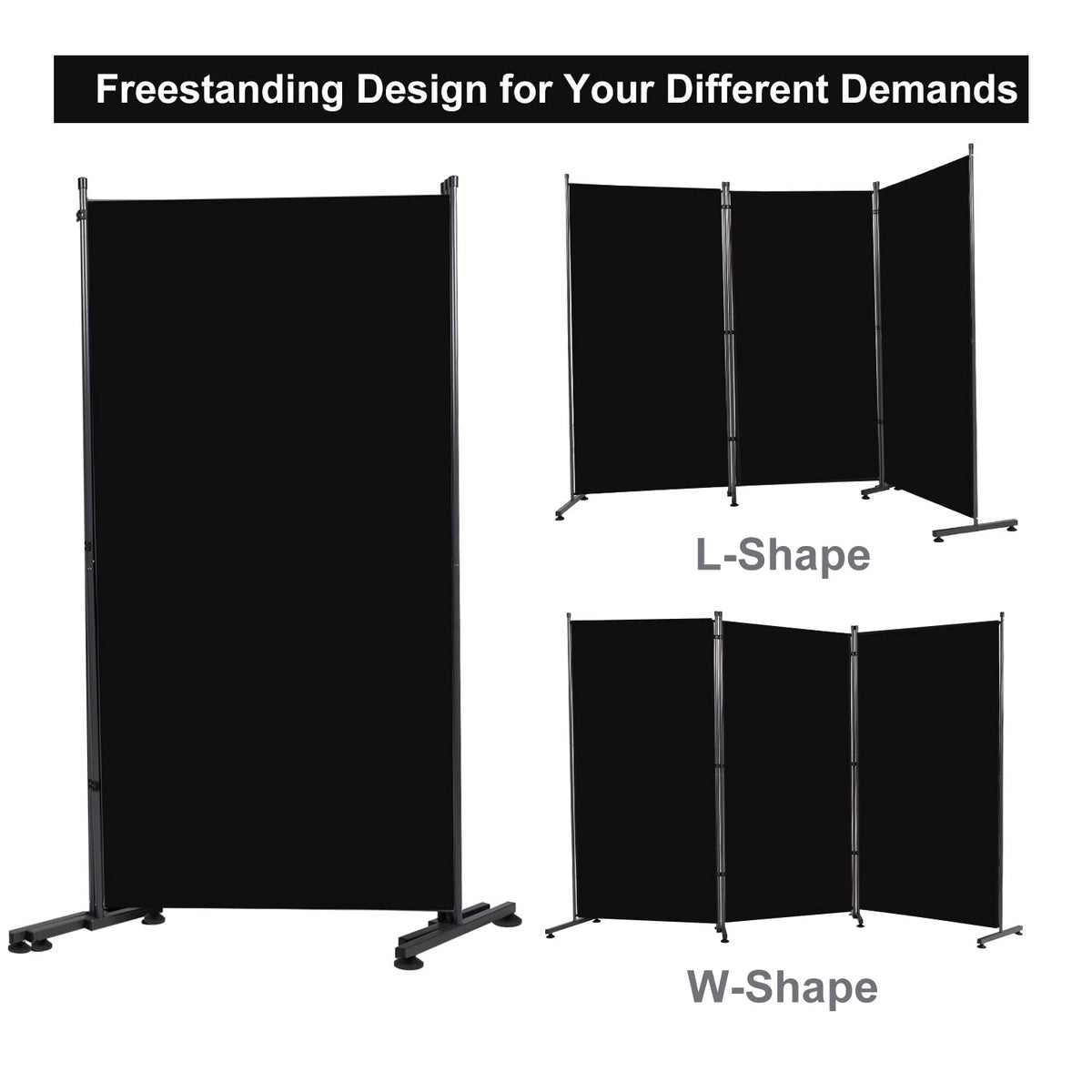 Room Divider 6FT Folding Privacy Screens, 3 Panel Partition Room Dividers w/Freestanding Design, Portable Wall Divider for Room Separtation, Fabric Room Divider Panel Sceen for Home Office Bedroom