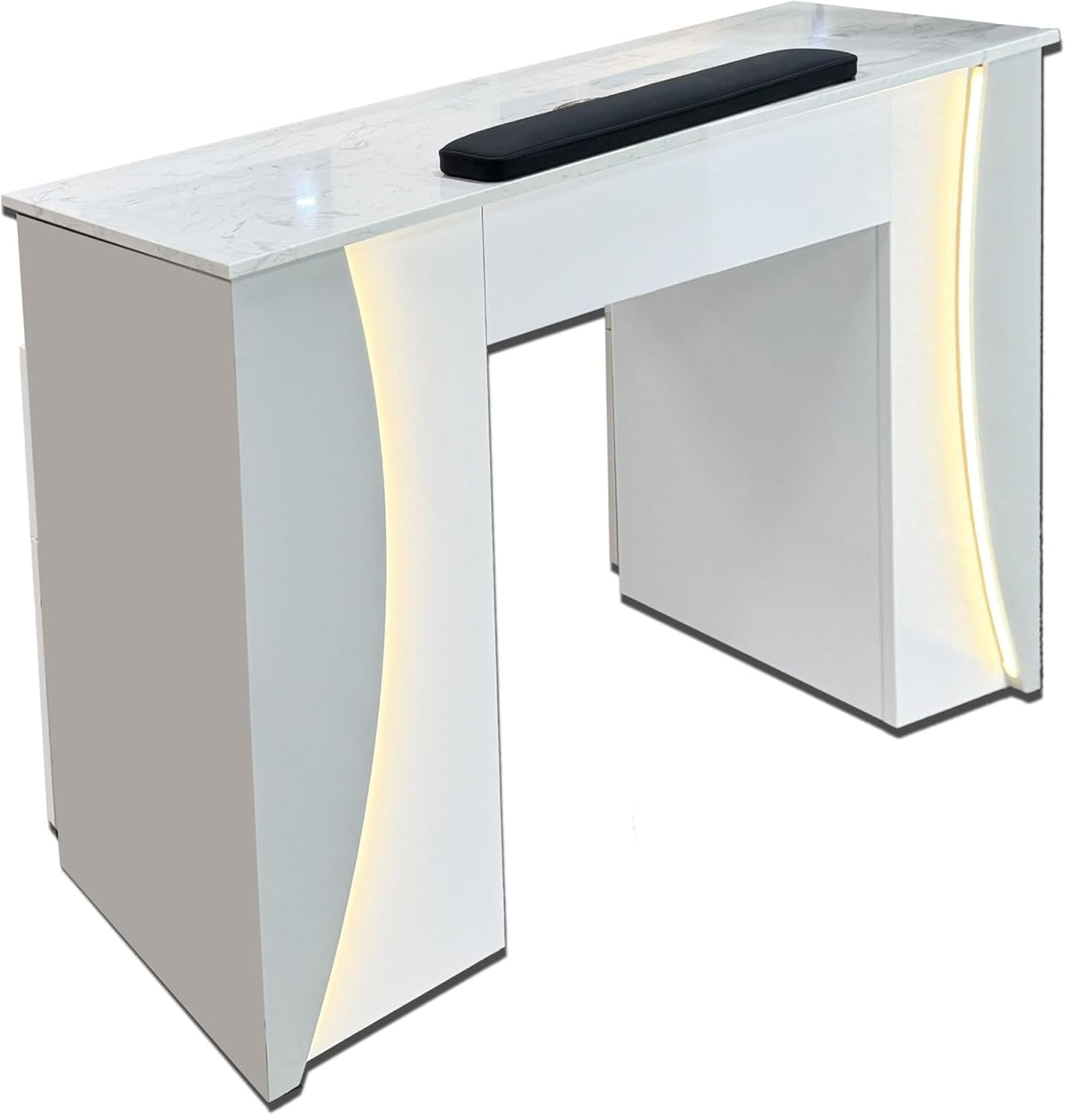 Venus Manicure Table Fan and Chair Set – Modern LED Nail Station Desk with Technician & Customer Chair, Ergonomic Design, Black & White Finish (Grey, Choco)