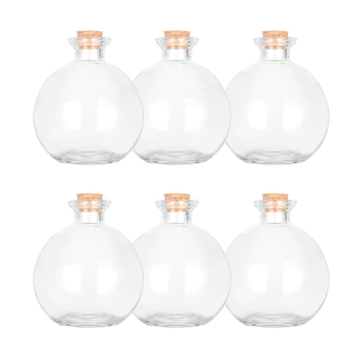 Magic Season Decorative Glass Bottles with Cork Stoppers - 260 ml Potion Bottles (6 Pcs)