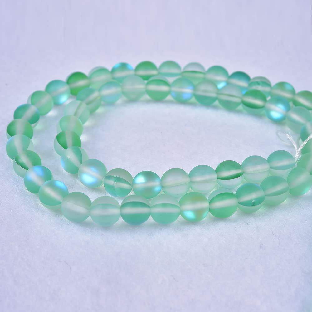 Asingeloo 38PCS 10mm Natural Crystal Beads,Green Mystic Aura Quartz Gemstone Frosted Matte Titanium Round Loose Spacer Beads 15 inch Full Strand Crystal Healing Power Quartz