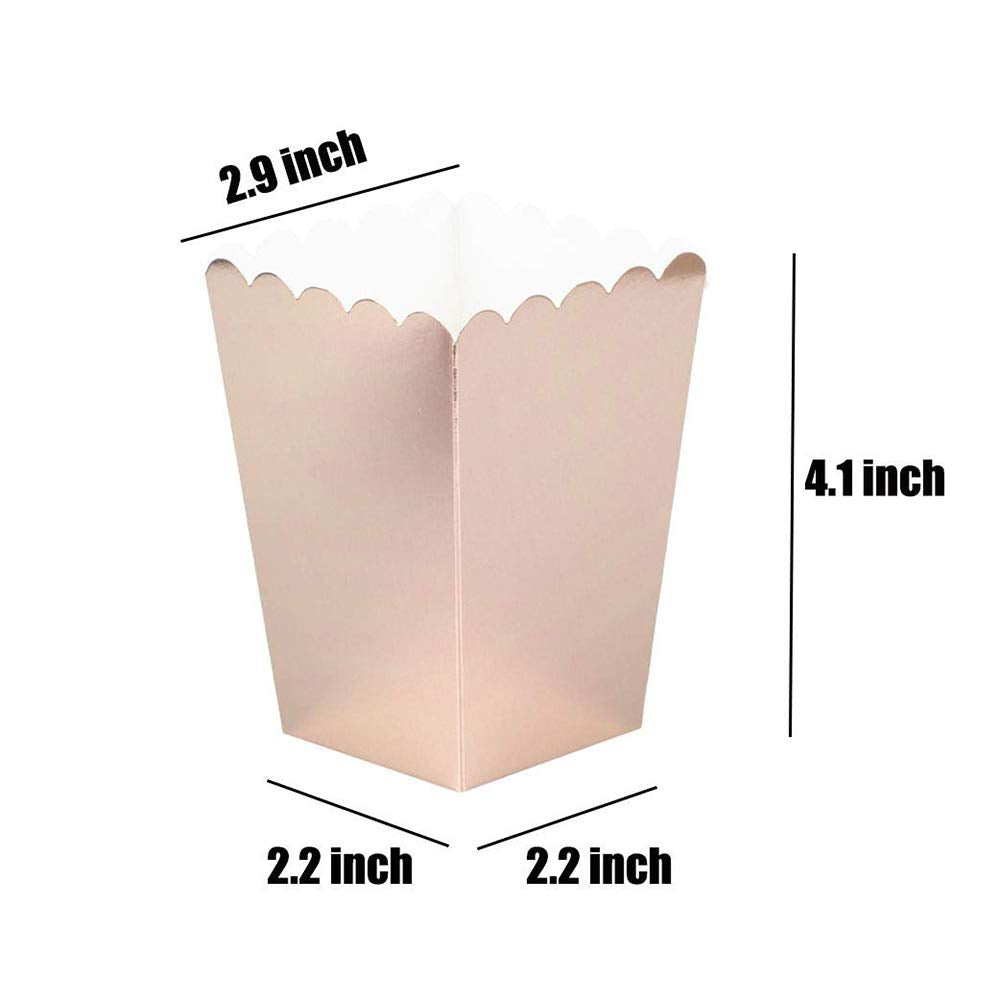 AimtoHome Rose Gold Popcorn Boxes Mini Paper Popcorn Box Cardboard Popcorn Container for Party, Pack of 24