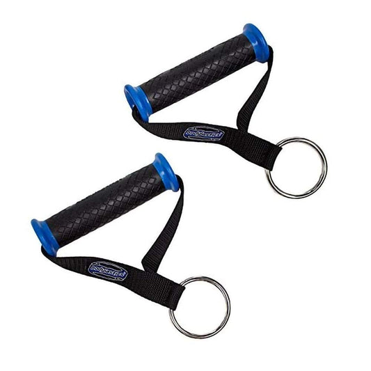 Bodylastics Resistance Band Handles, Ergonomic Gym Handles with Upgraded TPR Waffle Exercise Grips, Strong Handles for Resistance Bands with Nylon Webbing and Welded O-Rings