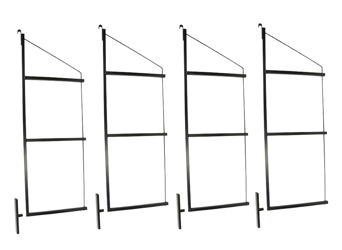 Mytee Products 4 Pack of 3 Tier Shipping Container Shelving Bracket with 18"(D) x 60"(H) - Black Powder Coated Steel Shelf Brackets for Heavy Duty Trailer Containers - Easy to Assemble & Remove