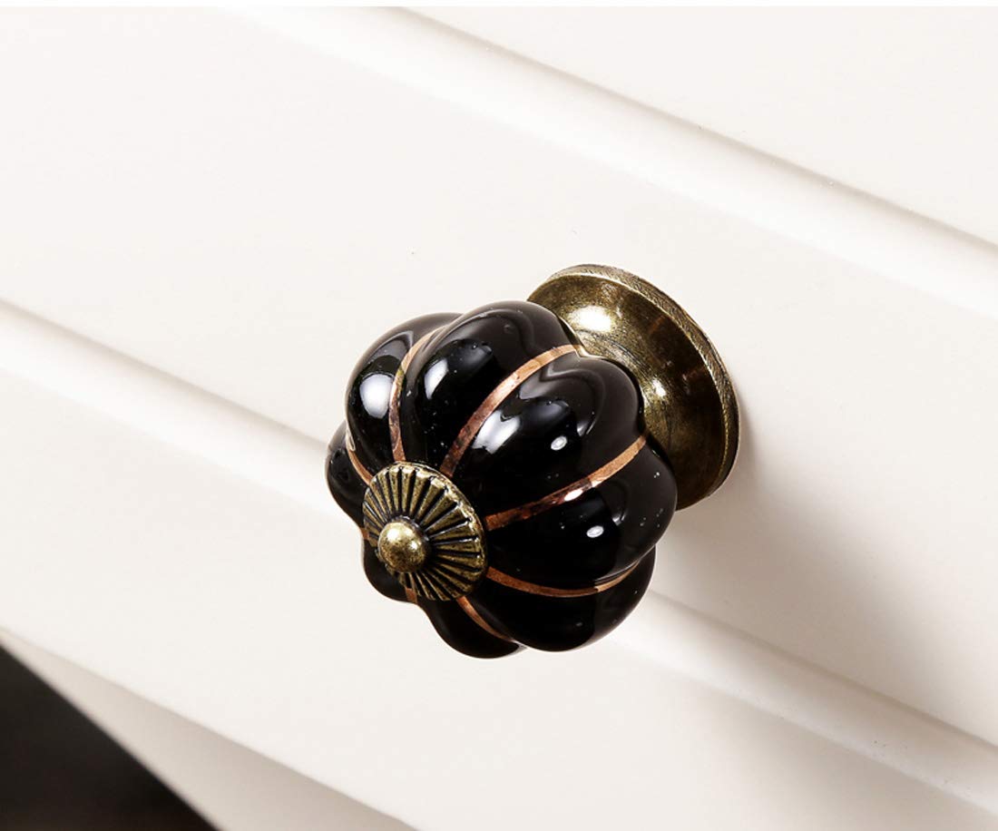 HUAMULAN 8PCS Ceramic Knobs Cabinet Drawer Pumpkin Shape Glazed Cupboard Dresser Pull Handle DIY Decor Kitchen Furniture Door Kids Room