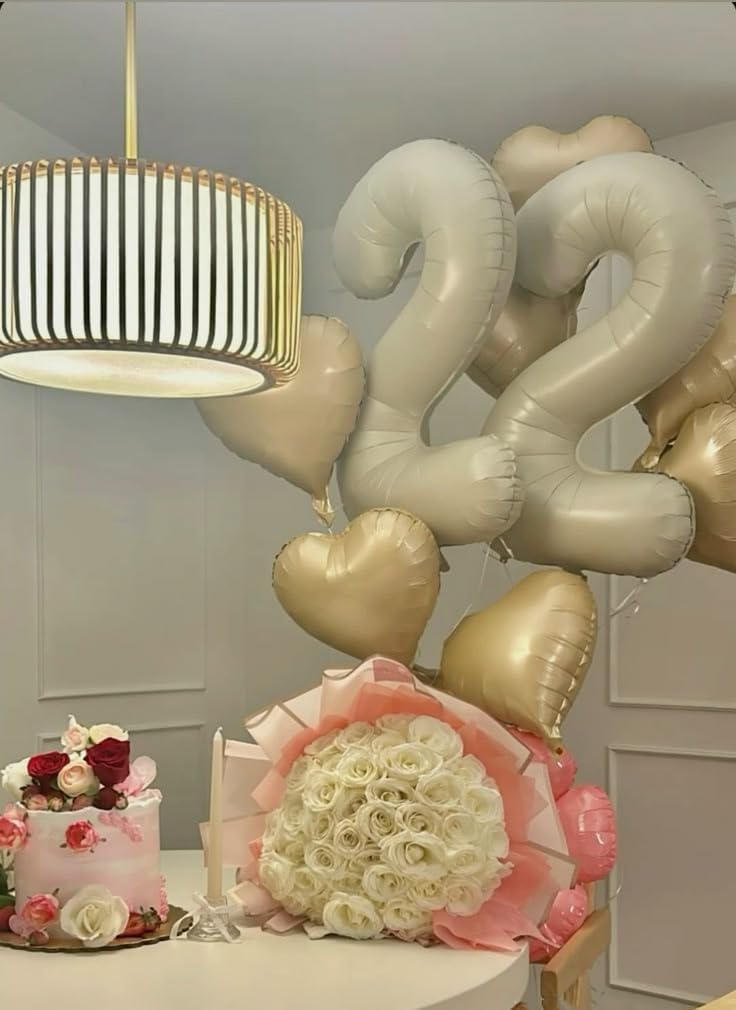 40 Inch Cream Number 40 Balloons - Large Foil Birthday Decorations for 40th Celebration