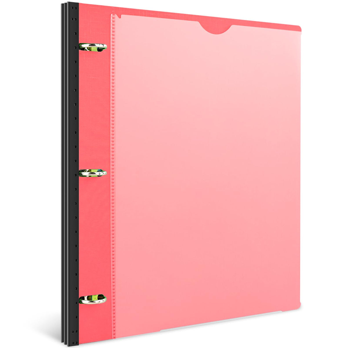 INFUN 1 Inch Telescoping 3 Ring Binder - 1PCS,Flexible Round Binder with Customizable Front Cover and Clear Catalog Pocket, 1 Inch Rings, 225 Sheet Capacity-Red