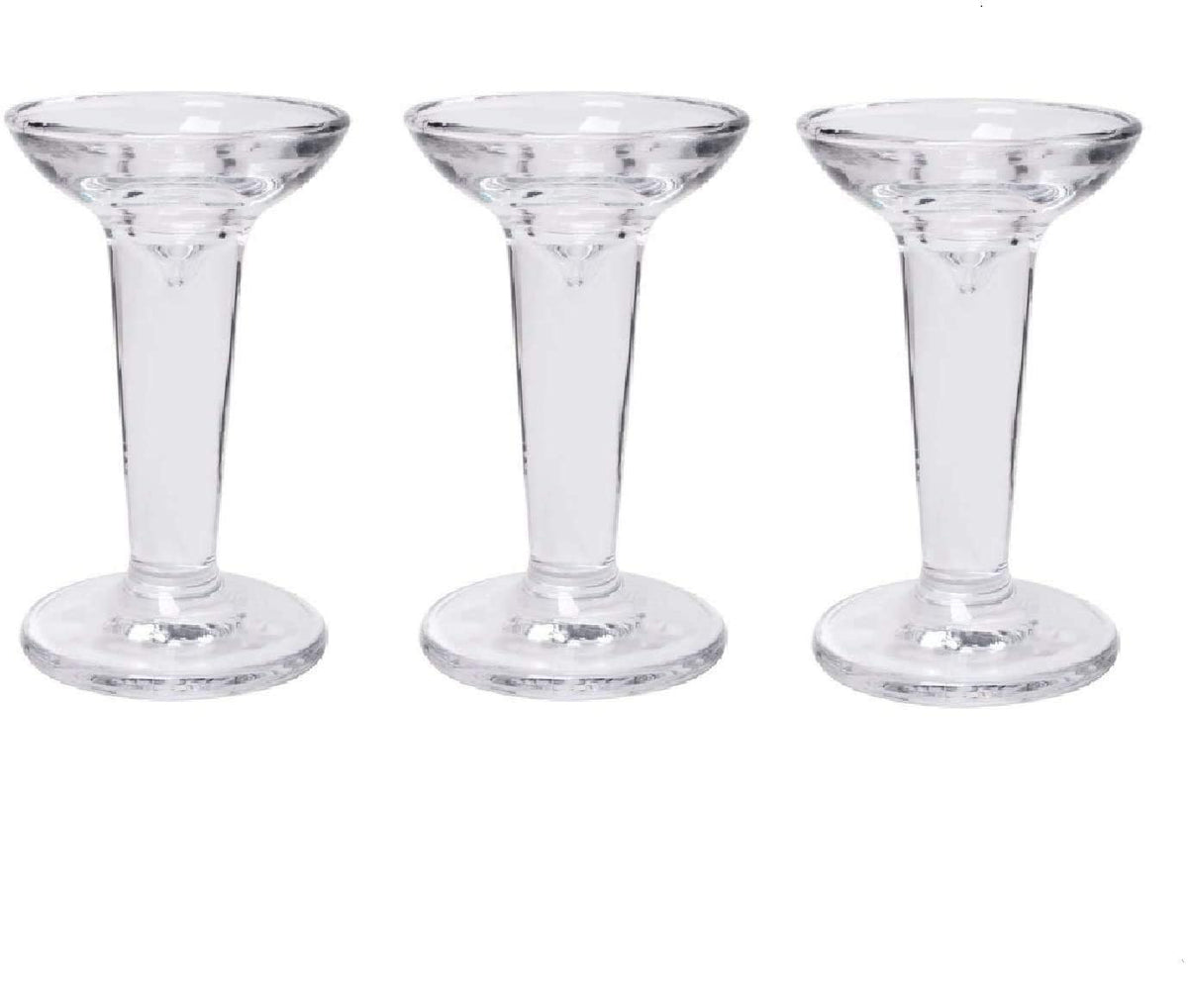 Hosley Classic Glass Taper Candle Holders Elegant Decorative Candle Stands 5" High Set of 3