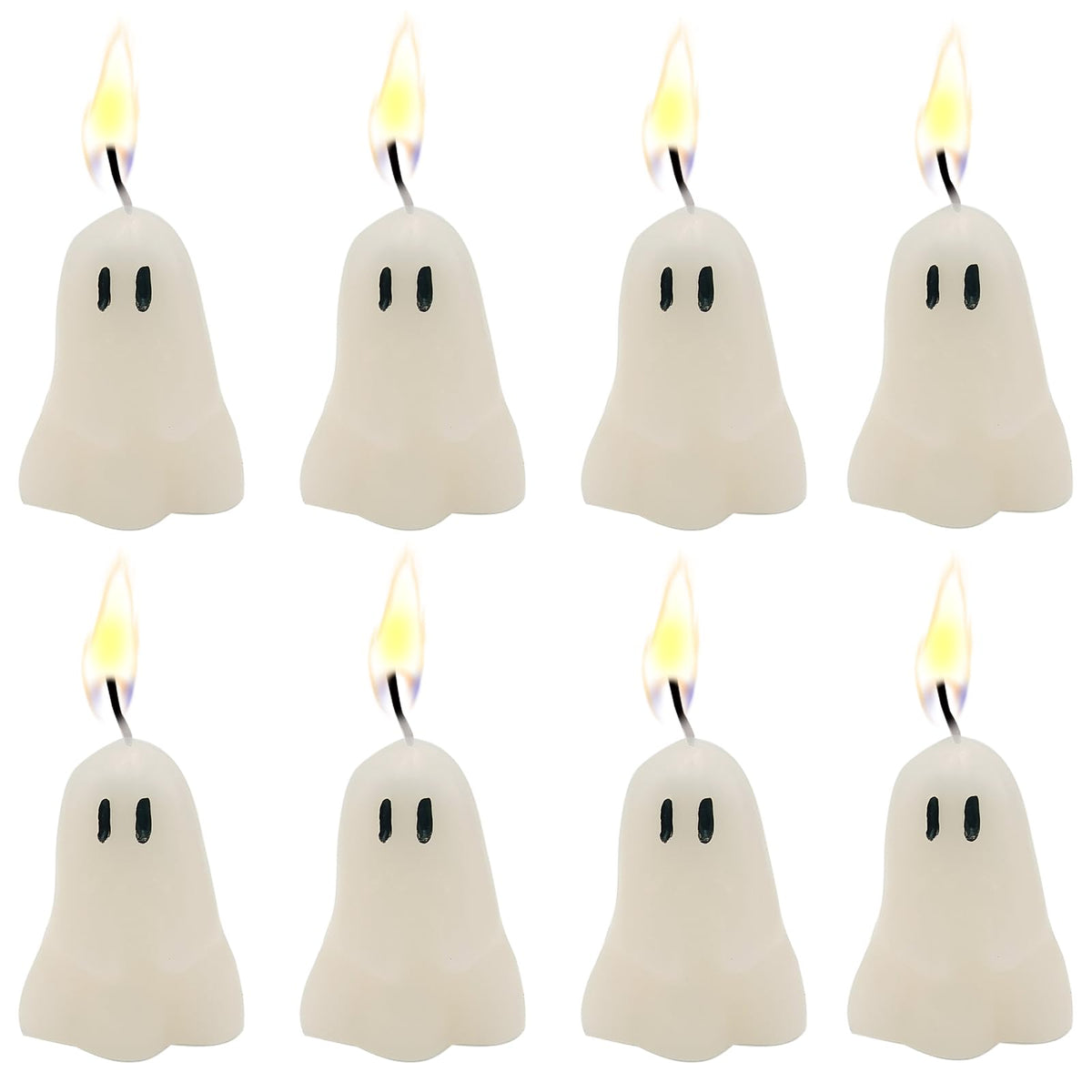 itechpanda 8 PCS Halloween Ghost Candles Burning Soy Wax Spooky White Spooky Scented Candles for Home Halloween Party Bedroom Room Table Decorations