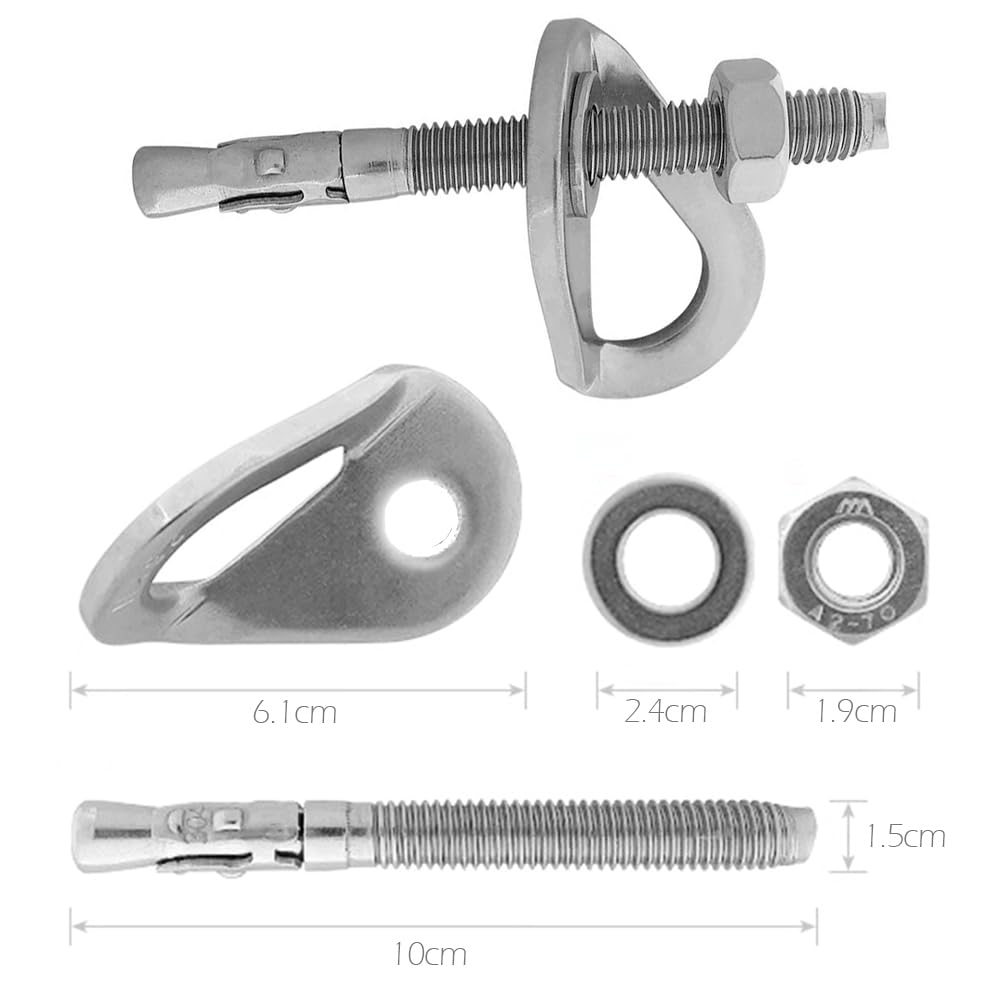 YERGOFE Climbing Holds Anchor Set - 3PCS - 12MM Bolt/30KN - Stainless Steel Bolt Hanger and Bolt Heavy Duty Climbing Holds Weight 3000KG for Indoor Outdoor Climb Train, High Worker, Mountaineering