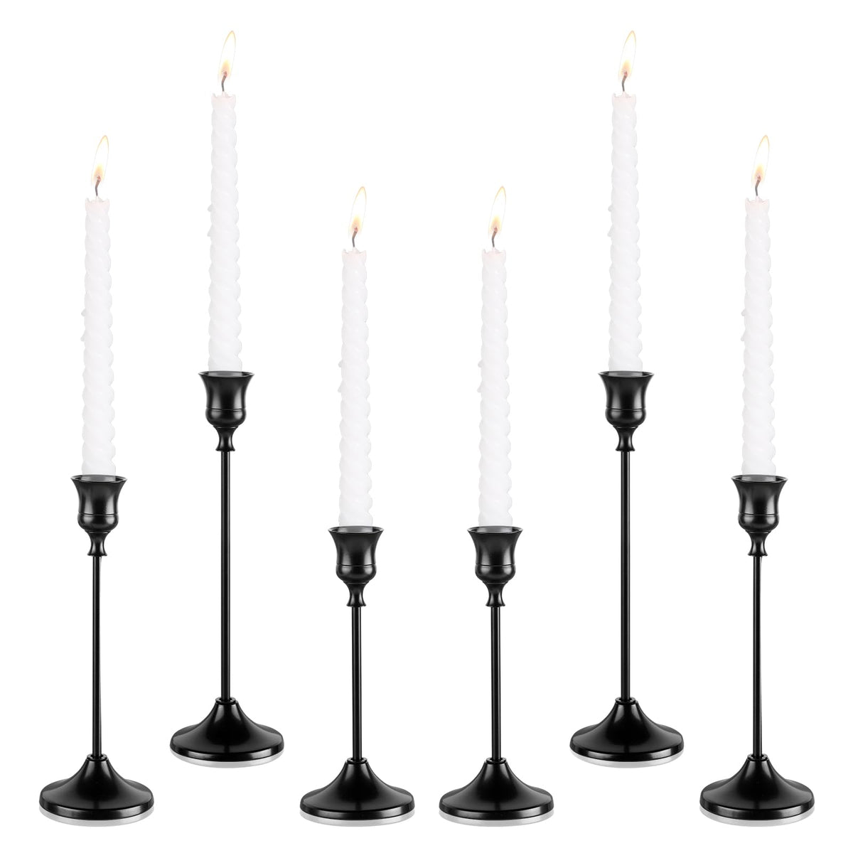 Tunyet Candlestick Holders, 6PCS Metal Taper Candle Holder, Black Candle Holders for Candlesticks, Candle Holder for Wedding Fireplace Mantel Housewarming Gift