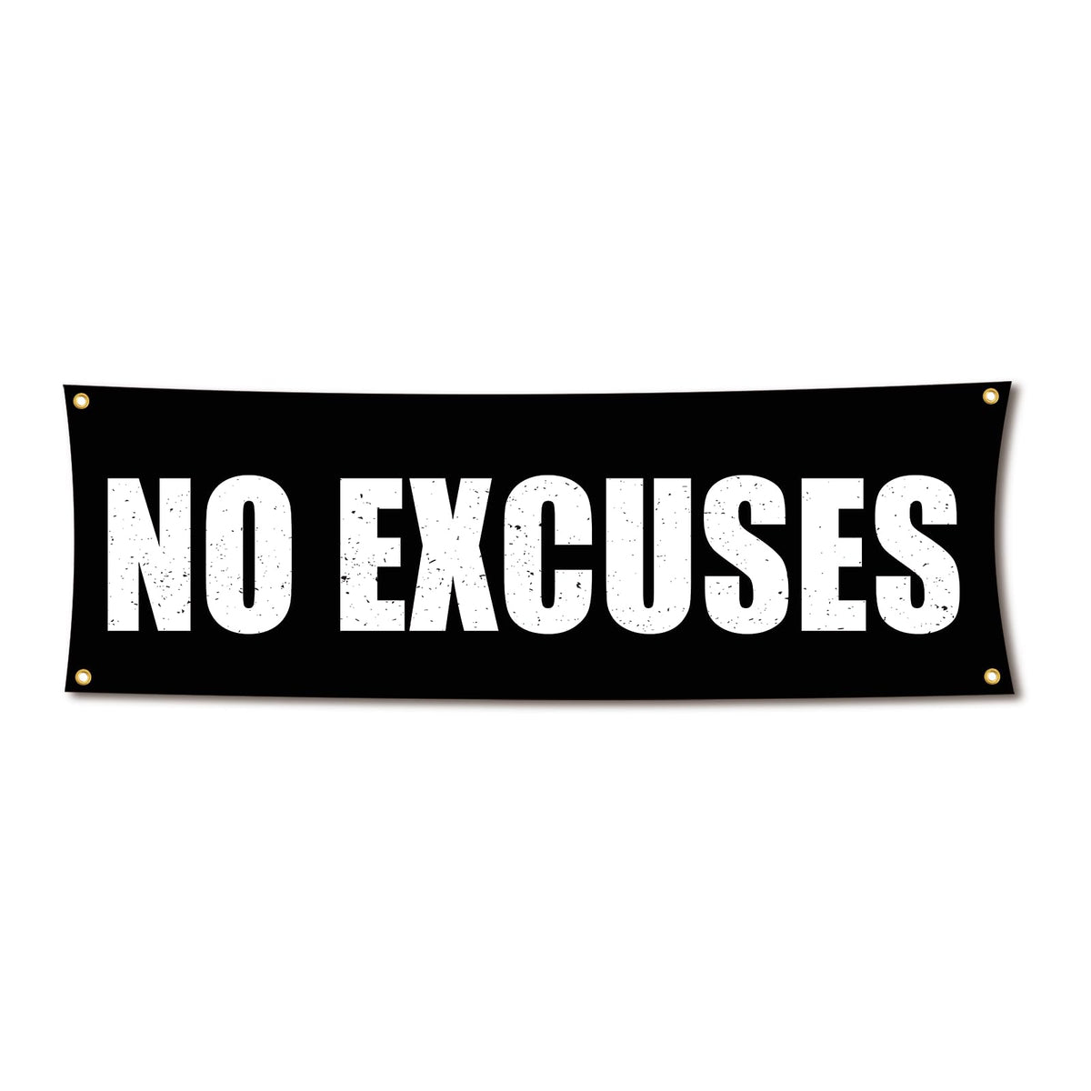 Motivational Gym Flag Banner - No Excuses - 72x24 Inches Home & Garage Gym Wall Decor with 4 Brass Grommets for Easy Hanging