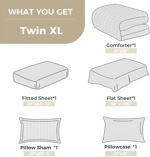 HYMOKEGE Rose Gold Twin XL Comforter Set - 5-Piece All-Season Luxury Bedding Set with Sheets & Pillowcase