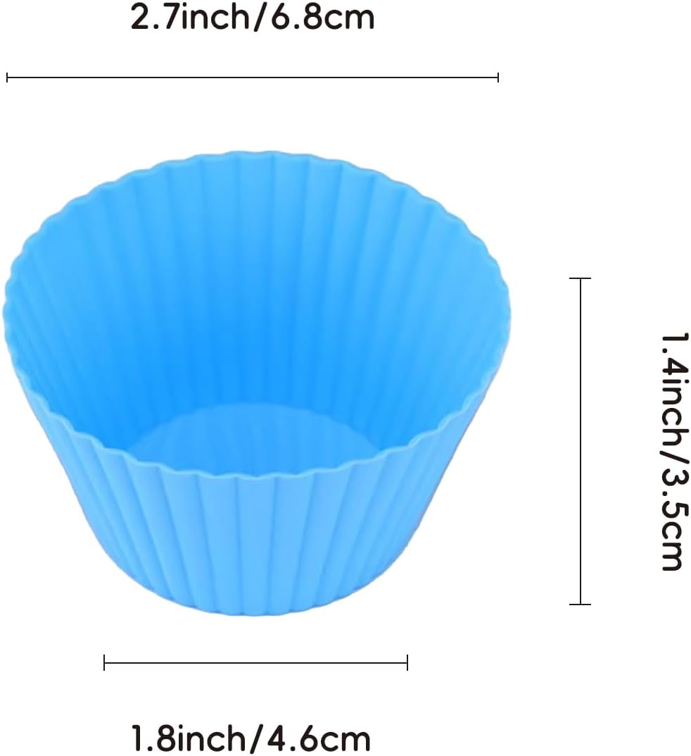 Skiennix 12 PCS Silicone Cupcake Baking Cups - Reusable Non-Stick Muffin Liners for Easy Clean | Multicolored