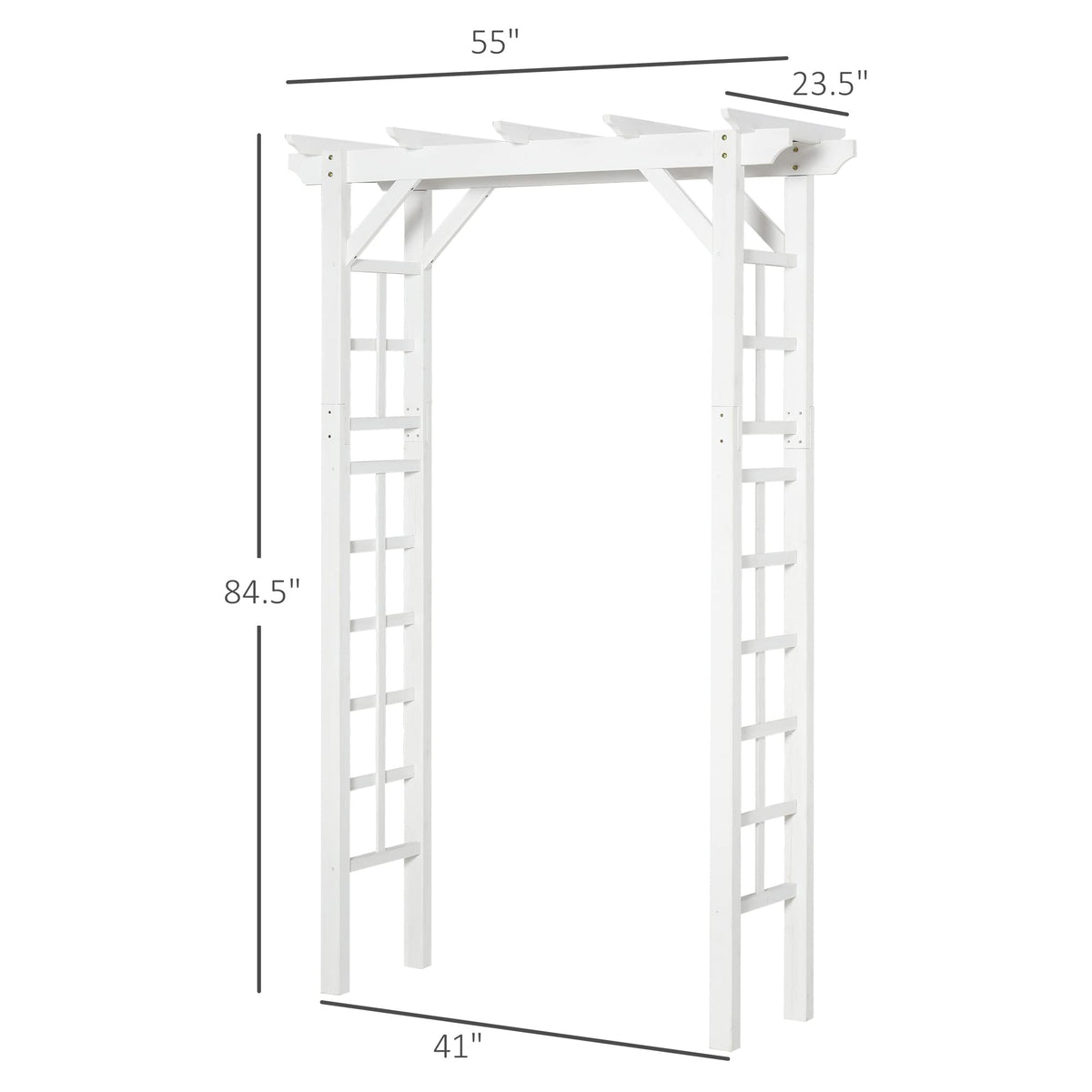 85" White Wooden Garden Arch with Trellis, Outdoor Arbor for Climbing Vines, Heavy Duty Wood Frame Trellis for Roses, Wisteria, Cucumbers, Backyard Patio Decor