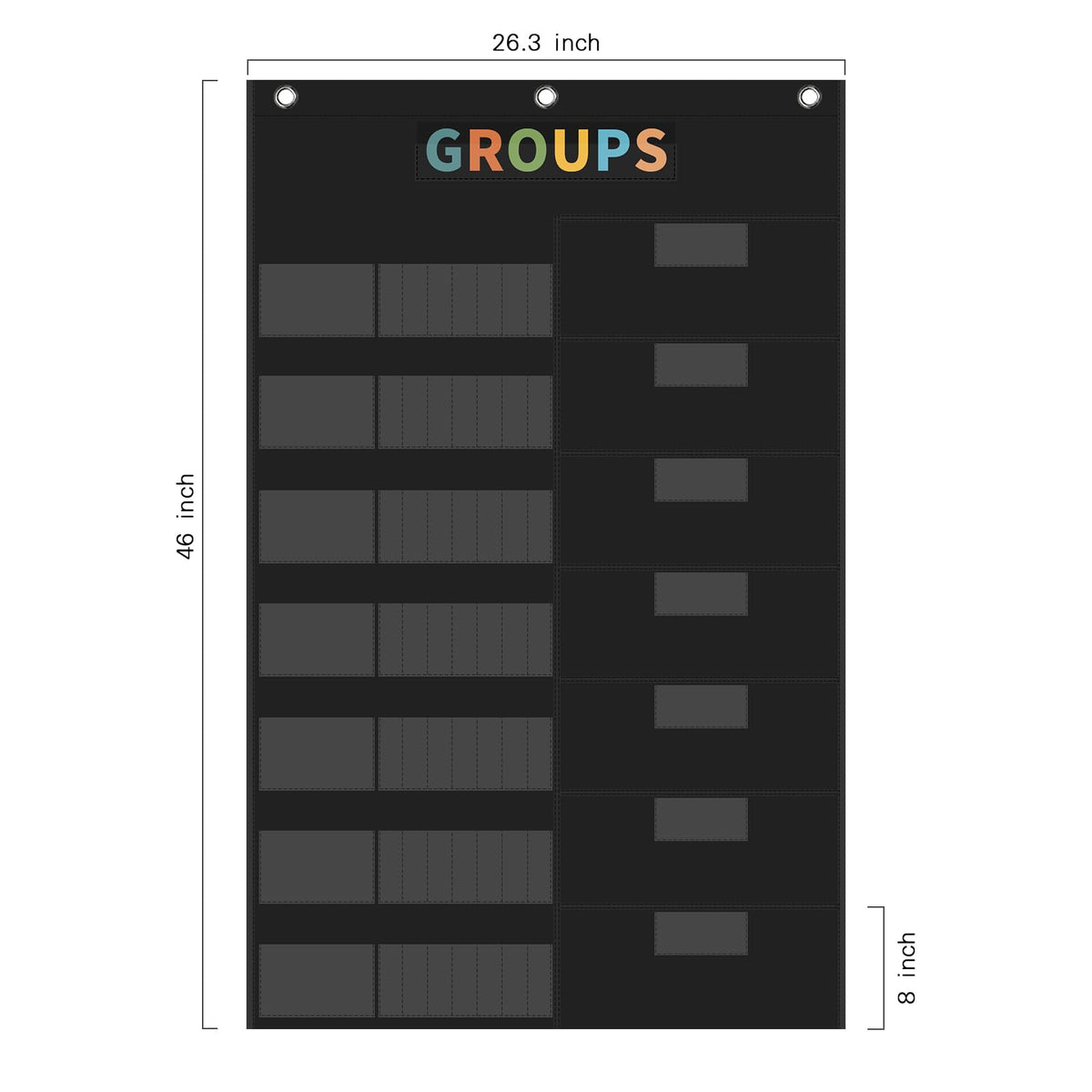 REGELETO Boho Small Group Management Pocket Chart with 114 Cards, Large Size 46 x 26.3 inch Classroom Small Group Organizer for School Teacher Homeschool Learning Supplies (Black)