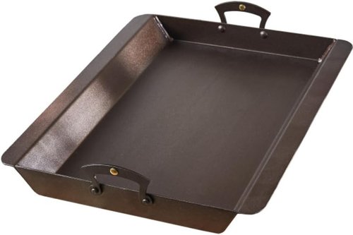 Classic Cuisine Iron Roasting Pan - Pre-Seasoned with Brass Handles & Flanged Edges | Versatile Cookware for Oven, Stovetop & Grill