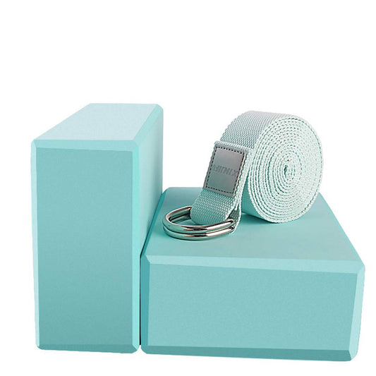 MEISONG Yoga Blocks 2 Pack Set - (Yoga Block with 1 Yoga Strap) High Density Soft EVA Foam Block for Yoga, General Fitness, Pilates, Stretching and Toning Workouts