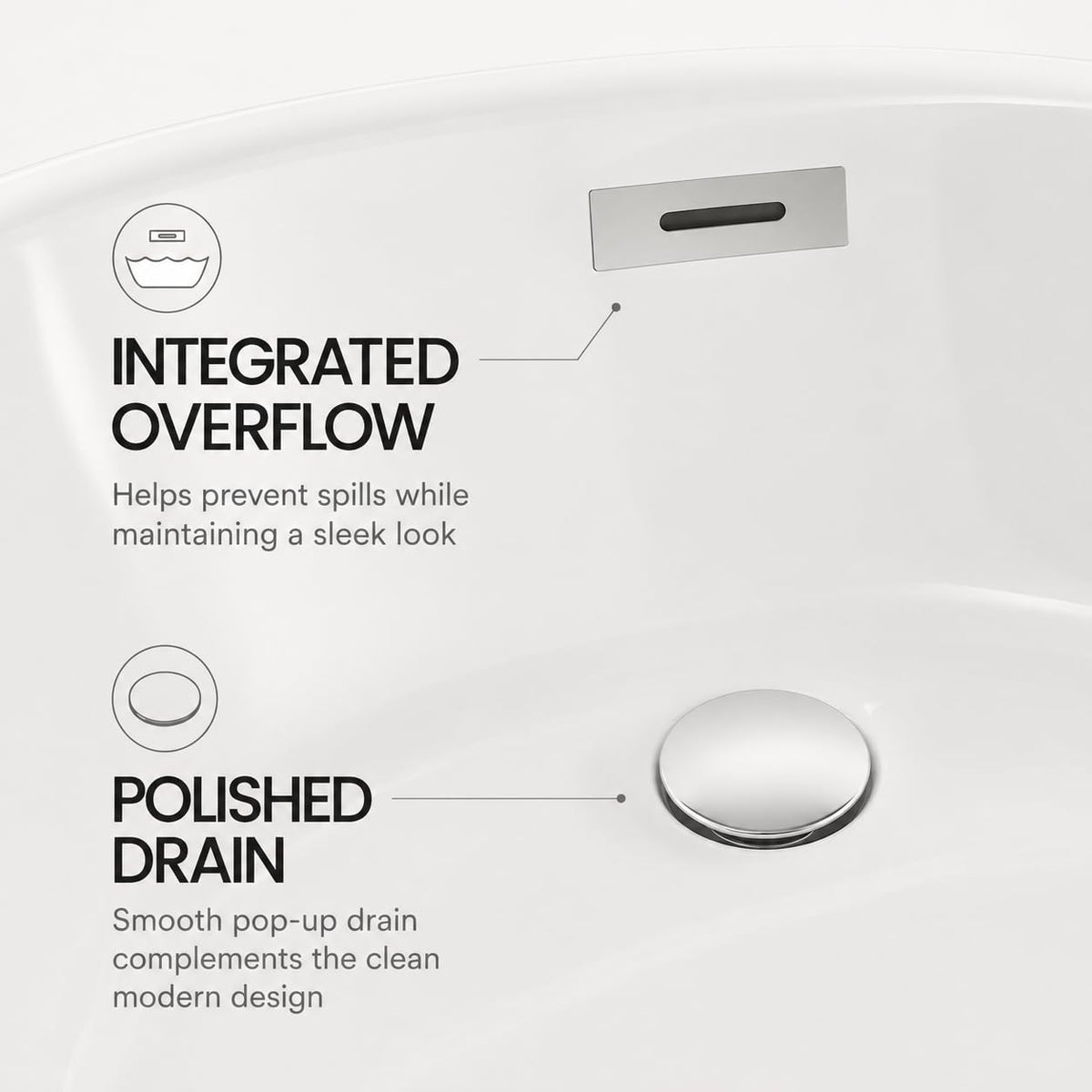 67" Acrylic Freestanding Bathtub, Deep Soaking Tub with Non-Slip Surface, Modern Free Standing Bath Tub, Chrome Drain, CUPC Certified, Easy Install, Space-Saving Bathtub for Bathrooms, White