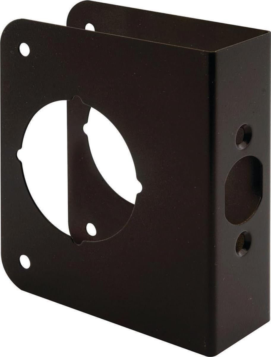 Prime-Line U 10745 Brass Lock and Door Reinforcement Plate for 1-3/4 In. Thick Doors, Bronze Finish (Single Pack)
