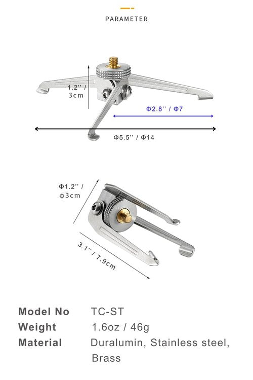 camping moon Stabilizer for Gas Lanterns, Anti-Tipping, Foldable, Stainless Steel TC-ST