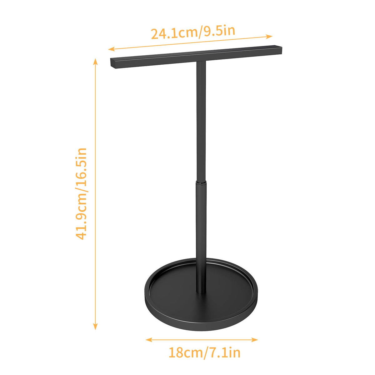 Hand Towel Stand, Hand Towel Holder for Bathroom Countertop Kitchen, 16.5IN Adjustable Retractable T-Shape Hand Towel Rack, Matte Black