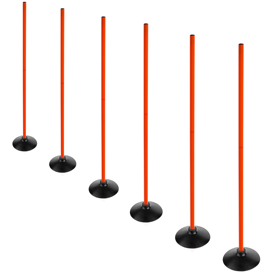 ASENVER Orange Soccer Agility Poles Set Detachable Sports Trainning Speed Pole Slalom Poles with Rubber Base Sport Traning Equipment (4.9 FT, Pack of 6)