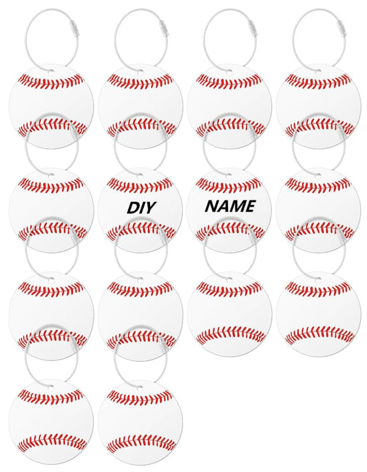 14 Pcs Personalized Luggage Suitcase Tags for Suitcases,Travel Bag Tags Blanks for Luggage Backpacks,Baseball Keychains,2.75 Inches (White)