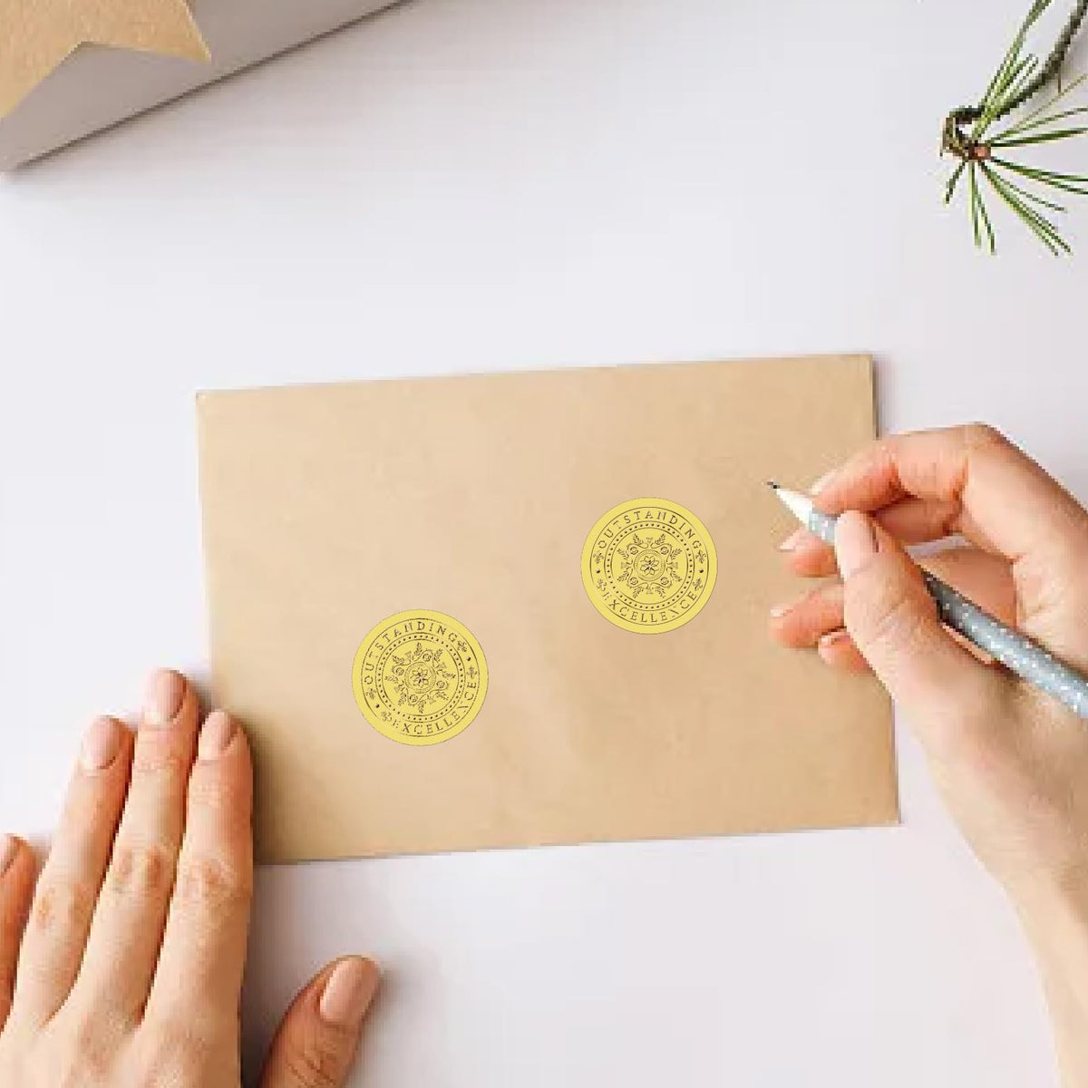 CRASPIRE 625Pcs Excellence Outstanding Gold Envelopes Seals Stickers 1.5" Foil Embossed Self Adhesive Certificates Round Labels for Invitation Graduation Award Diplomas Wedding Gift Wrapping Decor