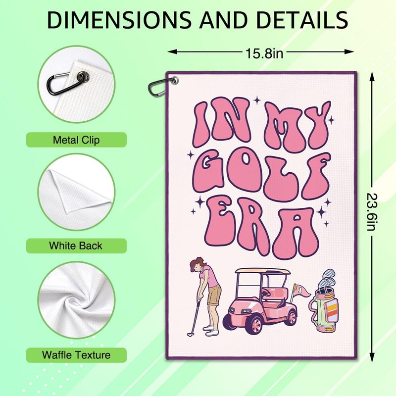 WUUCKOO Funny Golf Towel for Golf Bags with Clip, Golf Accessories for Women, Mothers Day Birthday Retirement Gifts for Mom Ladies Grandma Aunt Wife (Pink)