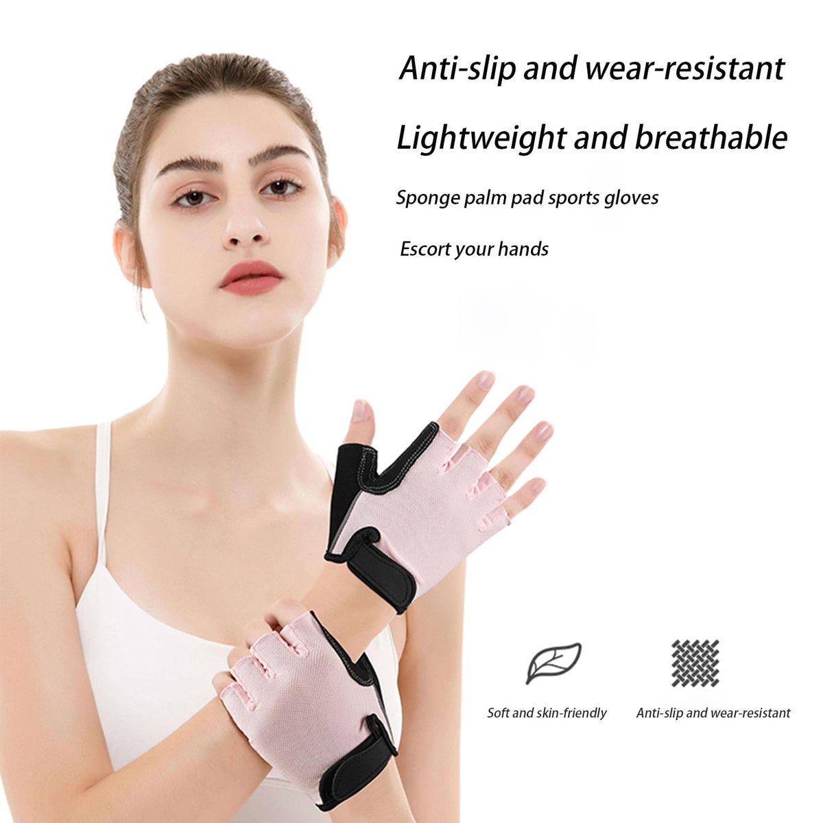 Workout Gloves for Women, Fingerless Weight Lifting Gloves with Full Genuine Suede Palm, Enhanced Grip, Full Palm Protection, Breathable Gym Gloves for Fitness, Training, Cycling, Pull Ups
