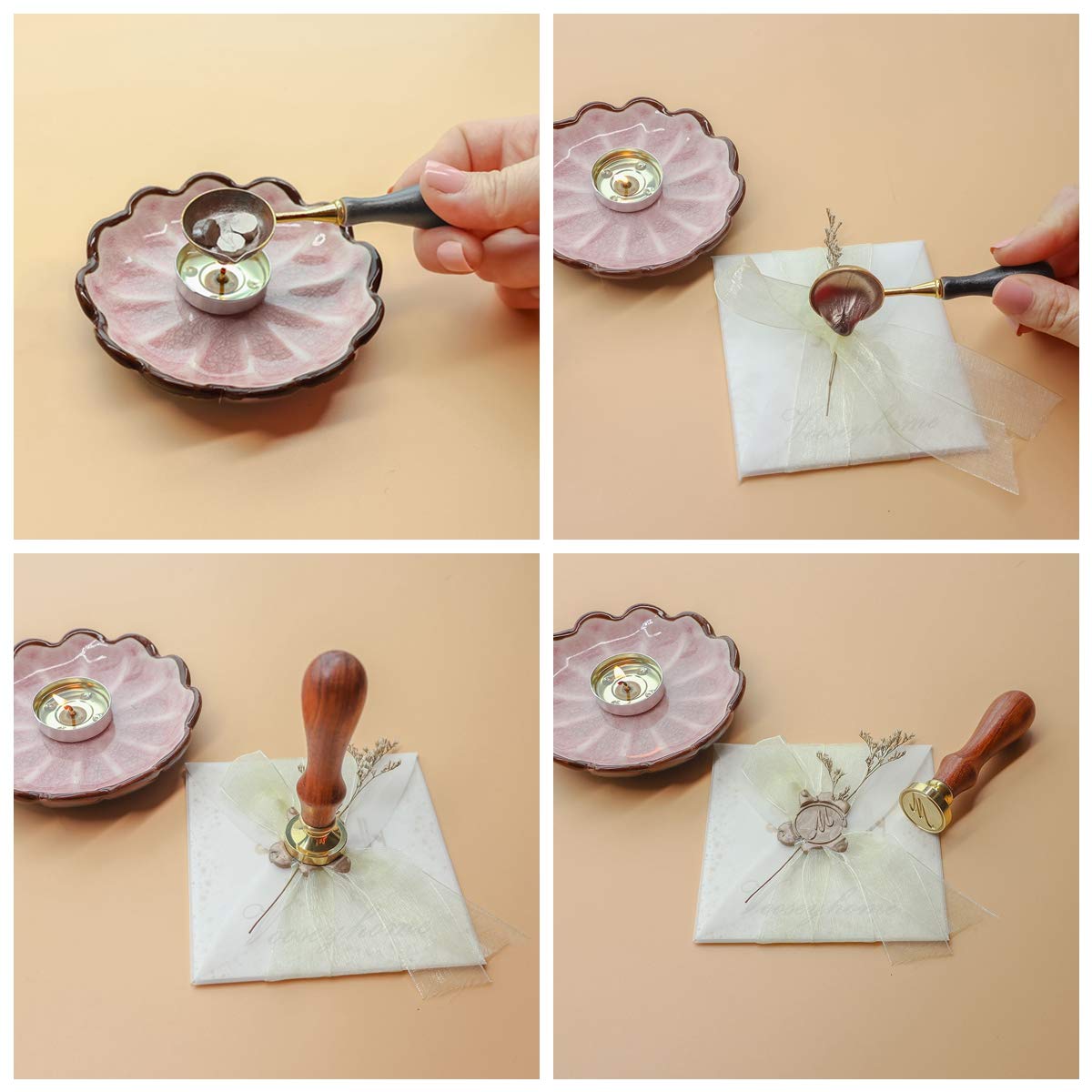 Wax Seal Stamper, VOOSEYHOME Initial Handwritten Letter Alphabet B Stamp with Rosewood Handle, Decorating on Invitations Mail Envelopes Cards Books for Birthday Themed Party Wedding Signature