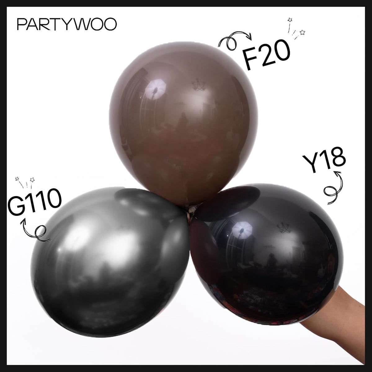 PartyWoo Black Balloons - 99-Piece Arch Kit with Various Sizes for Baby Showers, Birthdays & Anniversaries