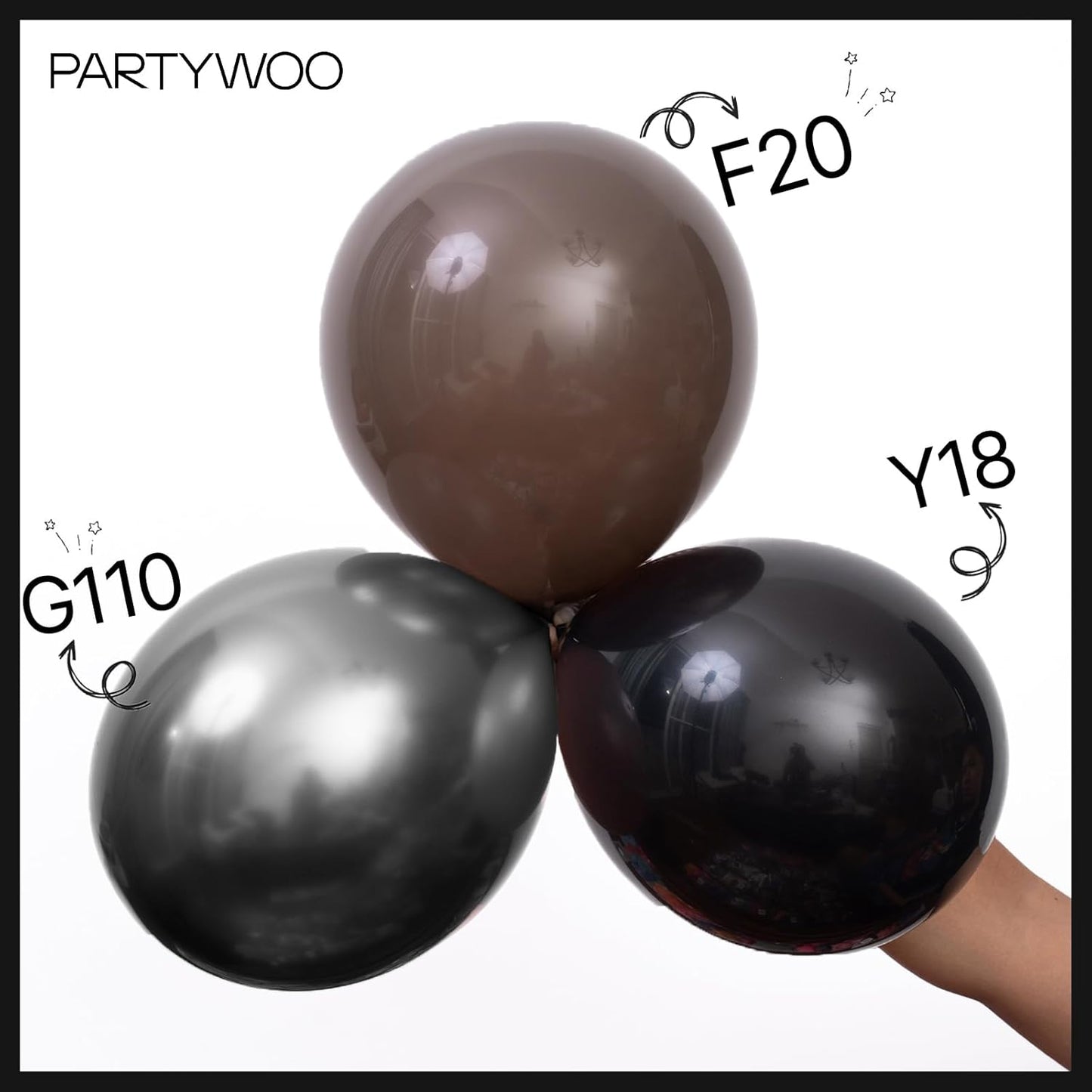 PartyWoo Black Balloons - 127-Piece Matte Latex Balloon Arch Kit for Graduation, Halloween & Birthday Decor | Various Sizes 5-18 Inch