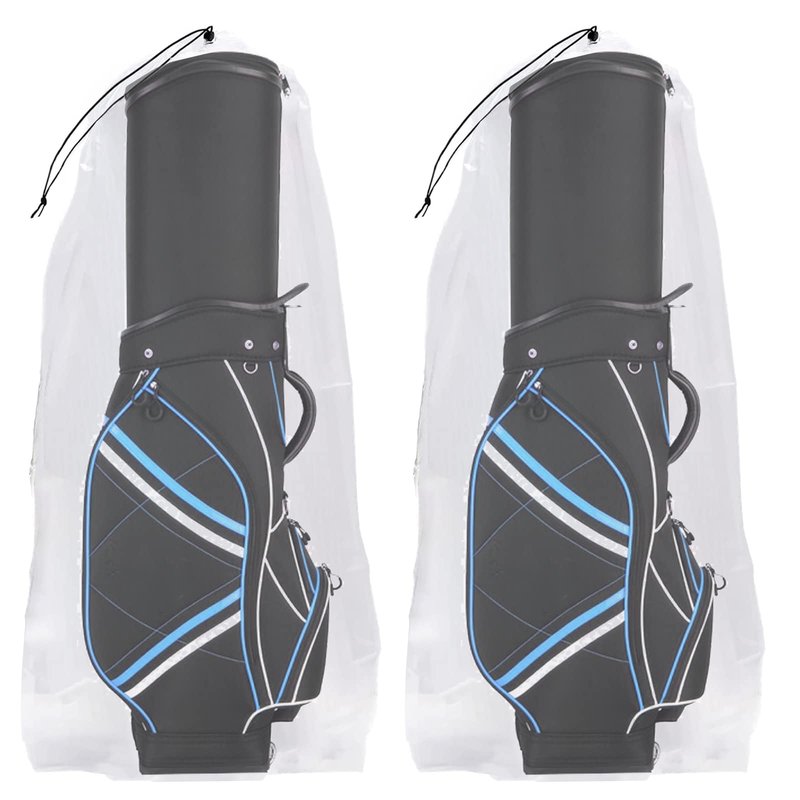 2 Pack Golf Bag Cover, 31x62 inches Extra Large Clear Drawstring Dust Covers Plastic Storage Bags, Good for Household Organizing Reusable