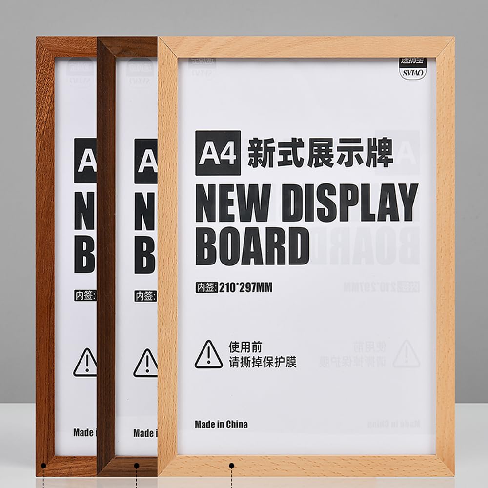 ECKEK Wall Mount Acrylic Sign Holder Self Adhesive Magnetic Display Frame Clear Document Frame for Office, Store, School, Home, Wall Picture Frame (Beech A3 297×420mm/11.69×16.54inches)