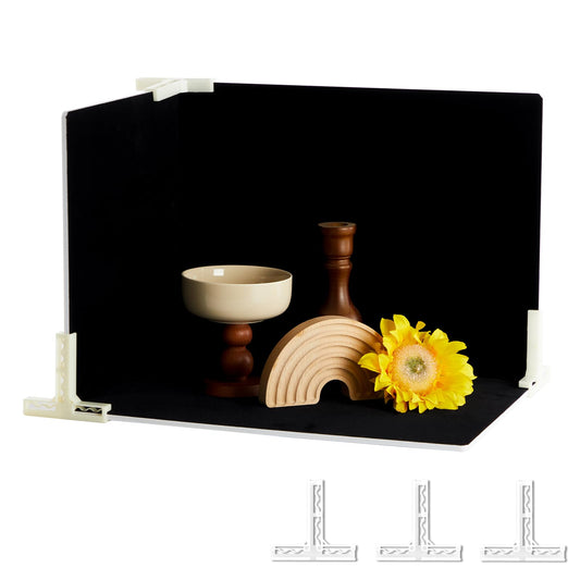 MDAOCRY Black Velvet Photo Backdrop Boards for Product Photography, 3PCS Double-Sided Black and White Background with T-Stands, Flat Lay Tabletop Backdrop for Jewelry, Cosmetics, 15.8 x 11.8 Inch