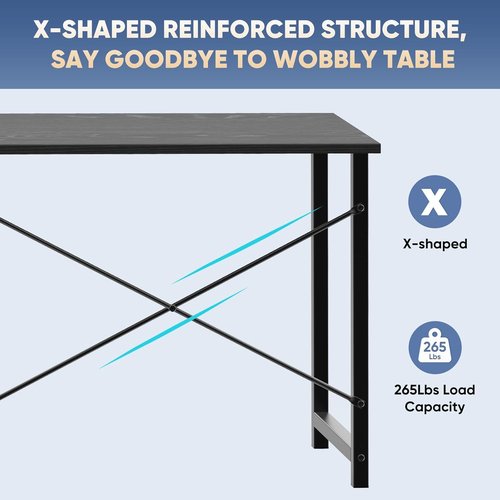 DUMOS 32-Inch Modern Office Computer Desk - Stylish Writing & Study Table in Black Wood