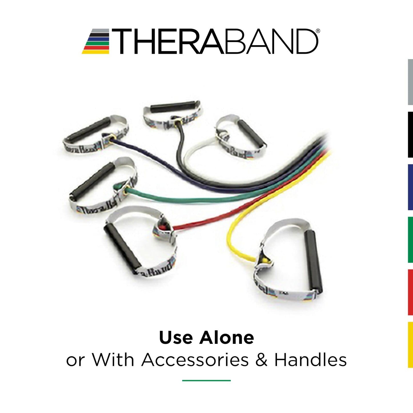 THERABAND Resistance Tubes, Professional Latex Elastic Tubing with Hard Handles For Exercise, Physical Therapy, Lower Pilates, At-Home Workouts, & Rehab, 48 Inch, Green, Heavy, Intermediate