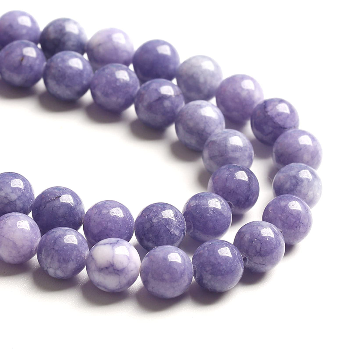 75PCS 10MM Lavender Purple Chalcedony Stone Loose Beads for Jewelry Making DIY Bracelet Necklace