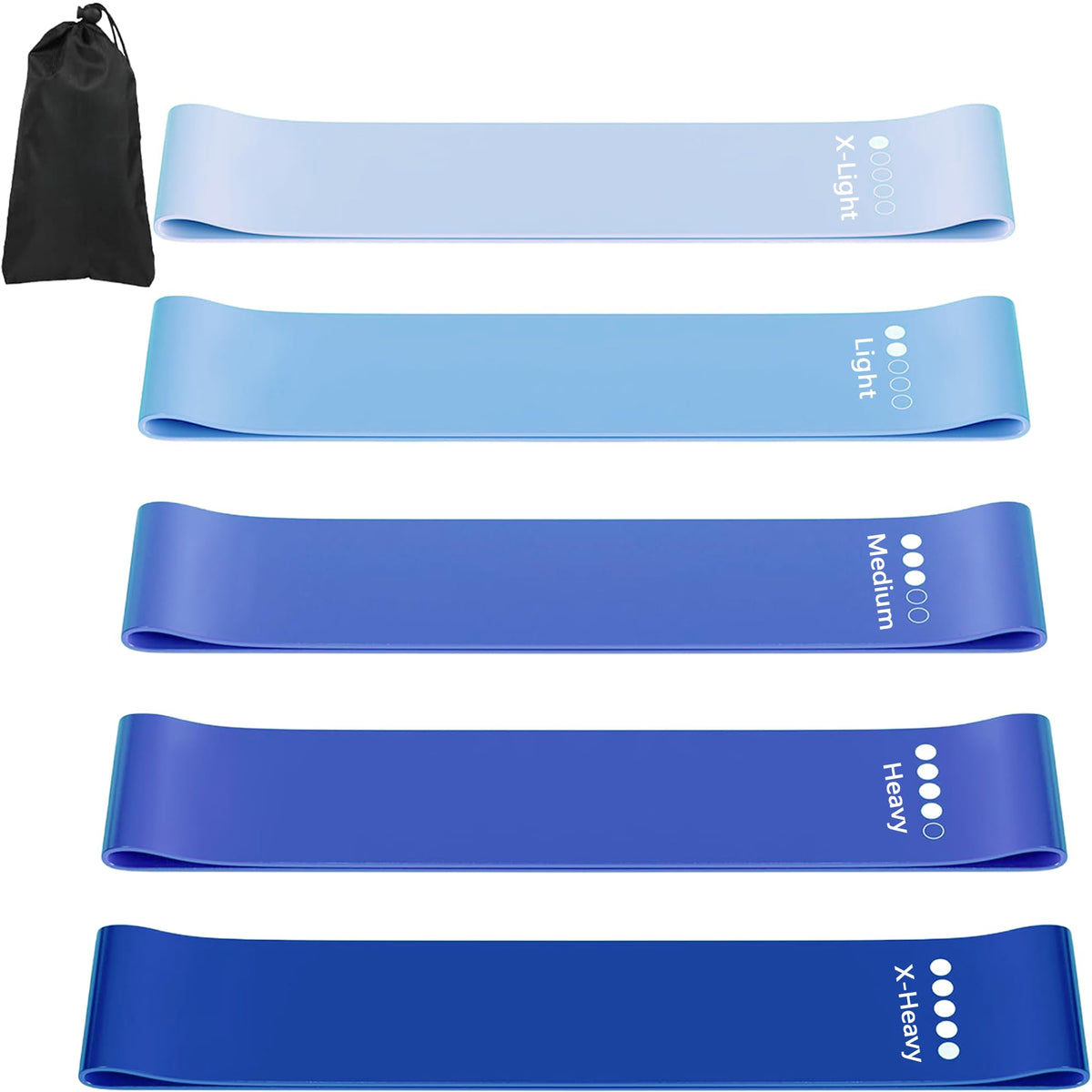 Resistance Bands for Working Out, Exercise Bands Set of 5, Elastic Bands for Exercise with Workout Guide and Carry Bag, Fitness Bands for Strength Training, Yoga, Pilates, Home Workout, Stretching