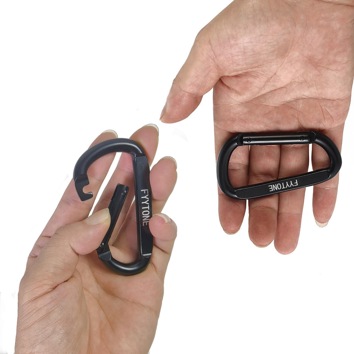 FYYTONE Black Steel Heavy Duty Carabiner Clip, 880 lbs 3" Carabiners D Ring Spring Snap Hooks for Hammocks, Camping, Hiking, Keychains, Outdoors and Gym, Dog Leash. (2 pcs 3" Carabiners)