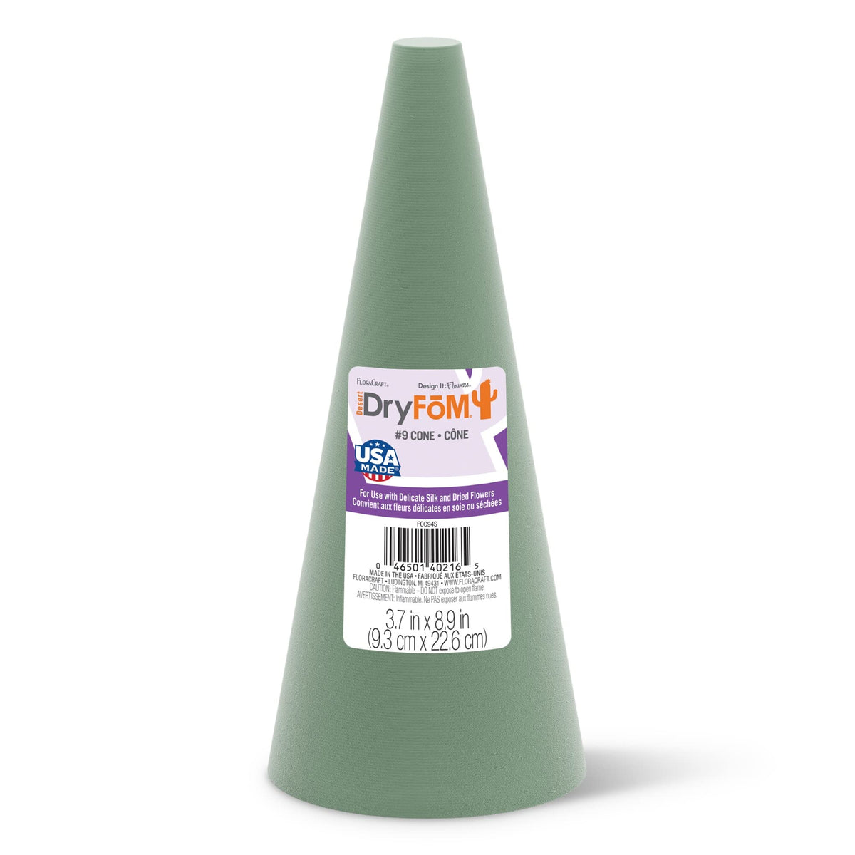 FloraCraft Floral Desert DryFōM Cone 3.8 Inch x 8.8 Inch Green