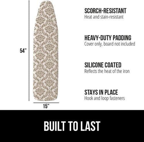 Gorilla Grip Ironing Board Cover & Pad - Scorch Resistant Silicone Coating, 15x54" Size