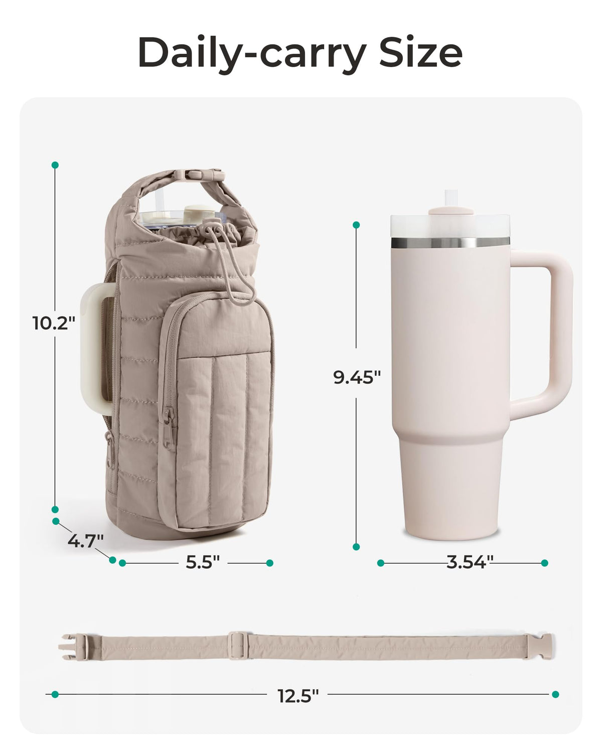 BAGSMART Water Bottle Holder Bag with Strap, 40/32 oz Crossbody Bag Gym Accessories, Sling Purses for Women, Brown