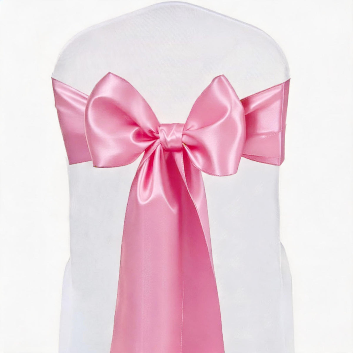 Satin Chair Sashes Bows 50 Pack Universal Polyester Chair Ribbons for Wedding Anniversary Retirement Party Birthday Engagement Banquet Graduation Outdoor Events Decor (Pink, 50 pcs)