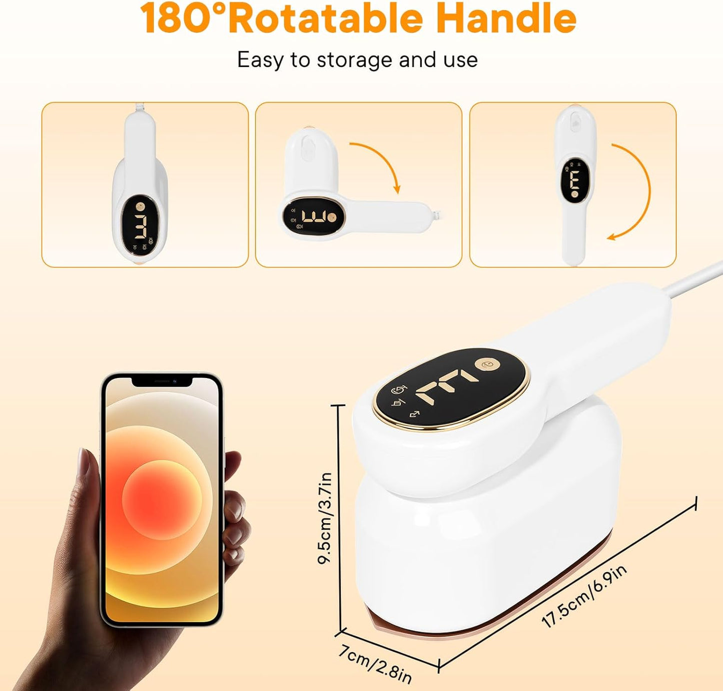 **Skiennix Smart Travel Steamer - 1200W Handheld Mini Iron with LCD Display & 3 Steam Modes | Fast Heat-Up**