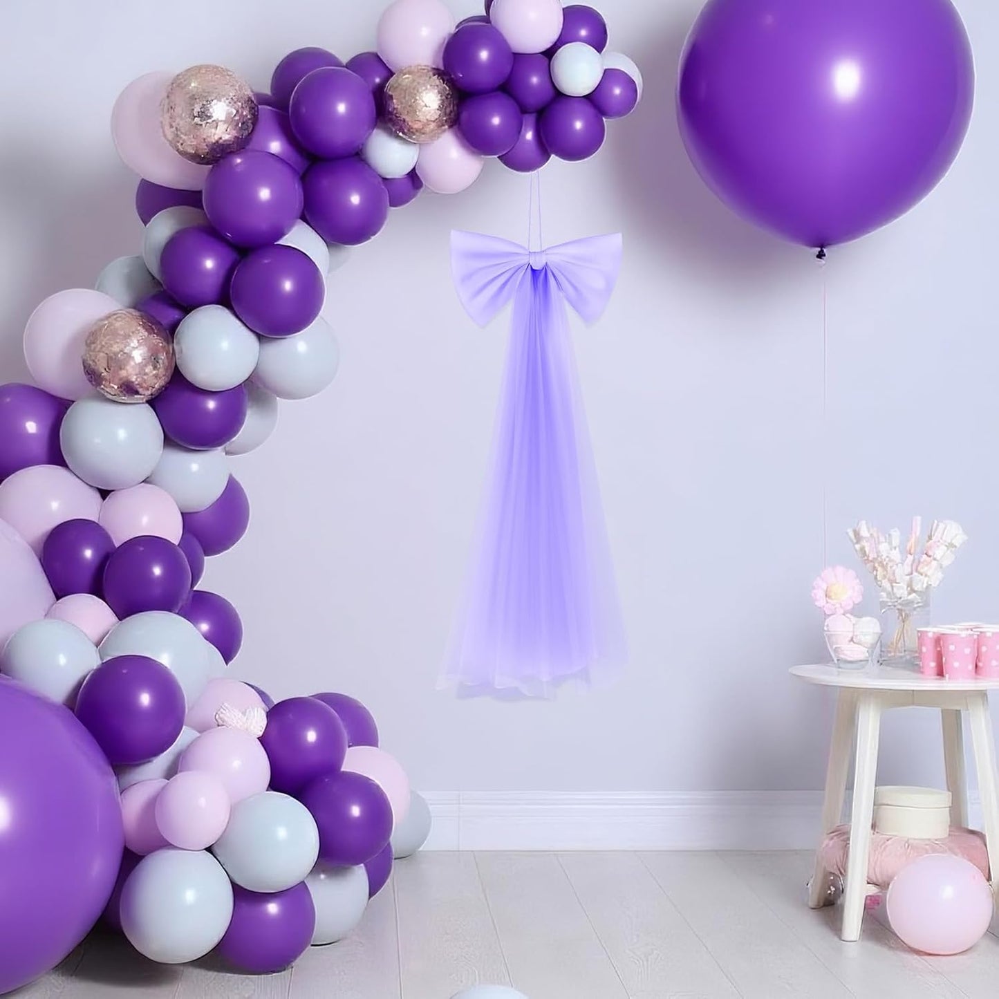 Zeyune Giant Purple Bow Party Decoration - 13.4 x 28.7 Inch Wall Decor for Birthdays, Weddings & Showers