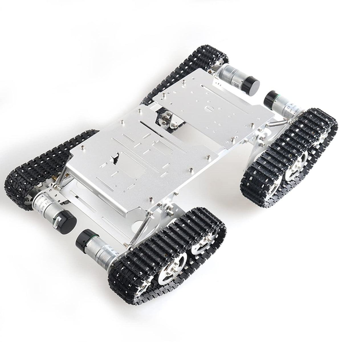 Swaytail Premium Large Metal 4WD Shock Absorption Robot Tank Car Chassis Kit for Arduino/Raspberry Pie/MicroBit with 33 DC Motor, Shock Absorbing Tracked Crawler with Damping System DIY Maker Model
